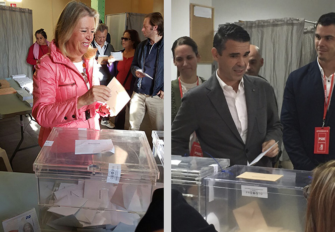 La candidata del PP al Senado y concejala de Marbella, Ángeles Muñoz, votando este domingo, al igual que el alcalde de la ciudad, José Bernal (PSOE). Fotos/ marbellaconfidencial.es