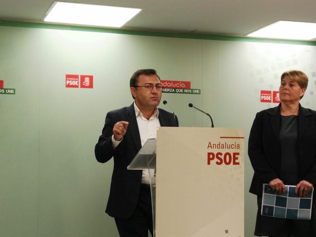 El secretario general del PSOE de Málaga, Miguel Ángel Heredia, este miércoles en rueda de prensa. FOTO/ EP