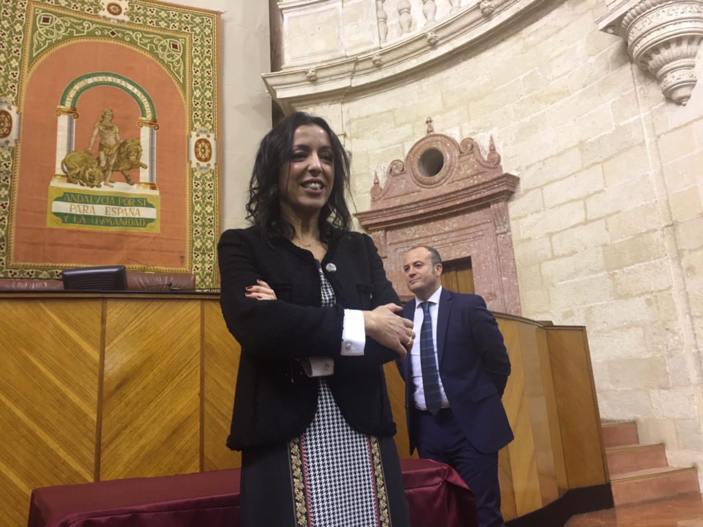 La presidenta del Parlamento de Andalucía, Marta Bosquet, el día que tomó posesión de su cargo. FOTO/ CABANILLAS