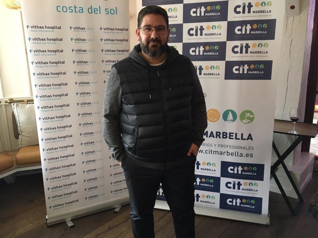 El cocinero Dani García este jueves en su restaurante Lobito de Mar, donde se ha celebrado el almuerzo mensual del CIT con él como protagonista. FOTO/ Europa Press