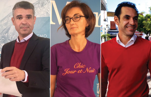De izquierda a drcha el líder de la oposición y portavoz del PSOE en Marbella, José Bernal; la portavoz de Podemos, Victoria Mendiola y su homólogo de IU, Miguel Díaz. FOTOS/ MC