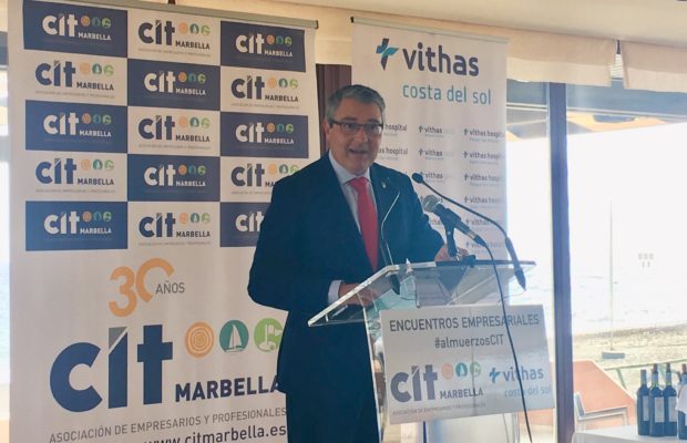 El presidente de la Diputación de Málaga, Francis Salado, este miércoles durante su intervención en el CIT. FOTO/ CABANILLAS