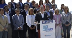 El consejero de Presidencia de la Junta y presidente del PP de Málaga, Elías Bendodo, este sábado durante la presentación de la lista municipal del PP de Marbella. FOTO/ PP