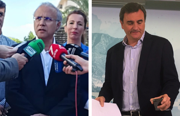 El exedil del PP José Luis Hernández, ahora 'número 2' de Ciudadanos en Marbella, este jueves. A la derecha su antiguo compañero de gobierno y edil de Movilidad, Félix Romero (PP). FOTOS/ Ciudadanos y Marbella Confidencial