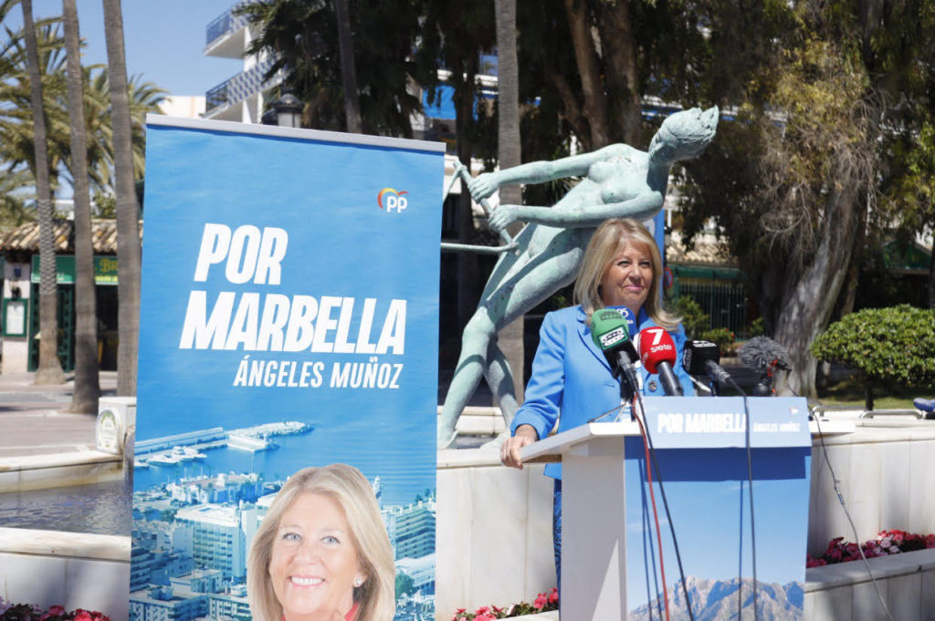 La alcaldesa de Marbella y candidata del PP a la Alcaldía, Ángeles Muñoz, este jueves al presentar su programa sobre turismo. FOTO/ PP