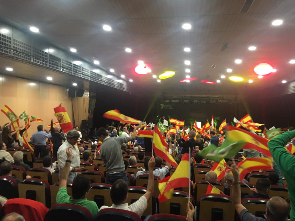 Panorámica de la zona acotada del Palacio de Congresos de Marbella donde se ha celebrado el acto de Vox este jueves. FOTO/ CABANILLAS