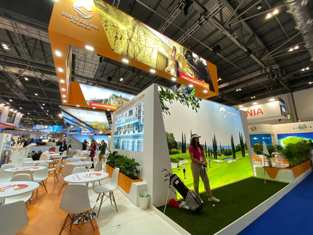 Imagen del stand de Turismo Costa del Sol este lunes en la WTM de Londres. FOTO/ MARBELLA CONFIDENCIAL