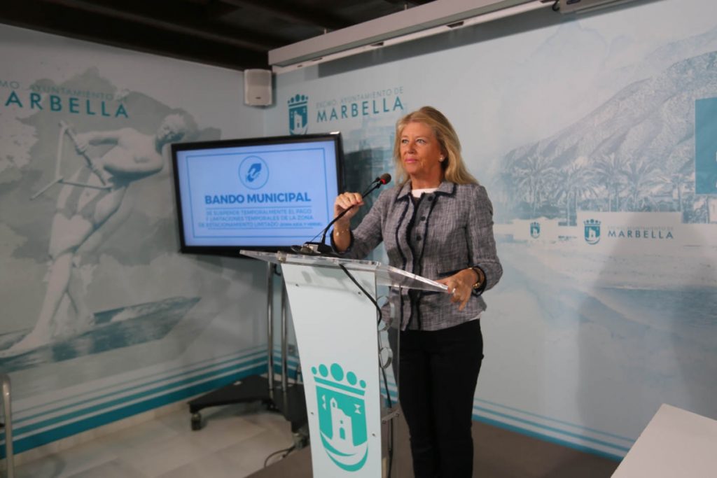 La alcaldesa de Marbella, Ángeles Muñoz, este jueves durante su comparecencia telemática. FOTO/ Ayto de Marbella