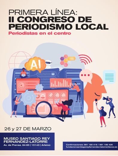 Cartel promocional del II Congreso de Periodismo Local, a celebrar en La Coruña entre los días 26 y 27 de marzo