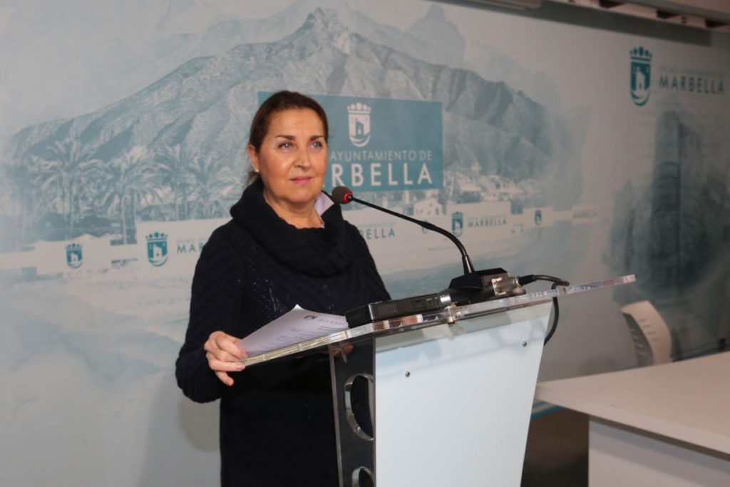 La concejala de Derechos Sociales, Isabel Cintado, este miércoles durante su comparecencia telemática. FOTO/ Ayto de Marbella