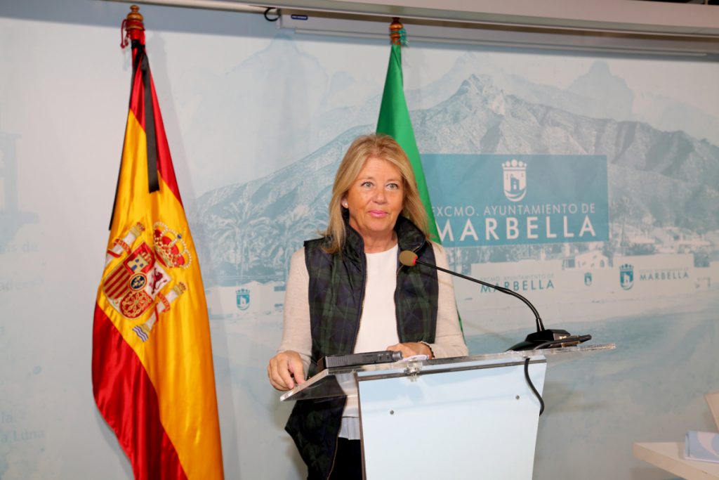 La alcaldesa de Marbella, Ángeles Muñoz, este jueves durante su comparecencia telemática. FOTO/ Ayto de Marbella